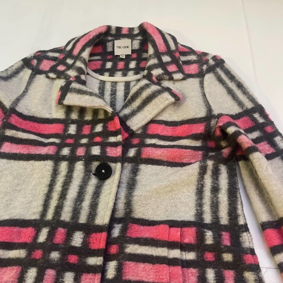 NIC + ZOE Check Pop  Sweater Jacket / Coat. Pink Multi Cotton Wool Blend - M - Picture 16 of 16